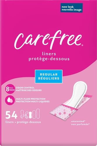Carefree Panty Liners for Women – Regular, Unscented, Individually Wrapped, 54 Count
