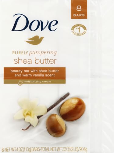 Dove Shea Butter Beauty Bar Soap 8 Count, Cleanser, 3.75 oz I beauty bar