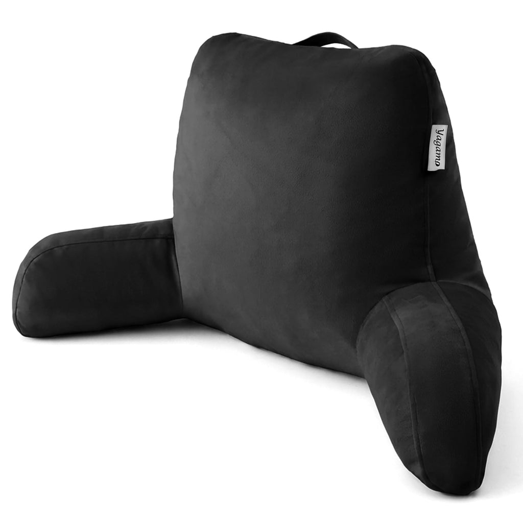 Reading Pillow with Adjustable Memory Foam,Adult Backrest with Arms, Back Pillow for Sitting in Bed with Washable Cover- Large, Gray