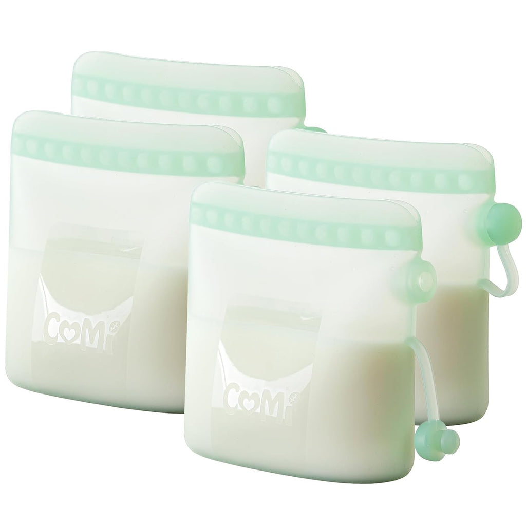 COMI Silicone Breast Milk Storage Bags Reusable, 9oz, BPA Free, 4Green