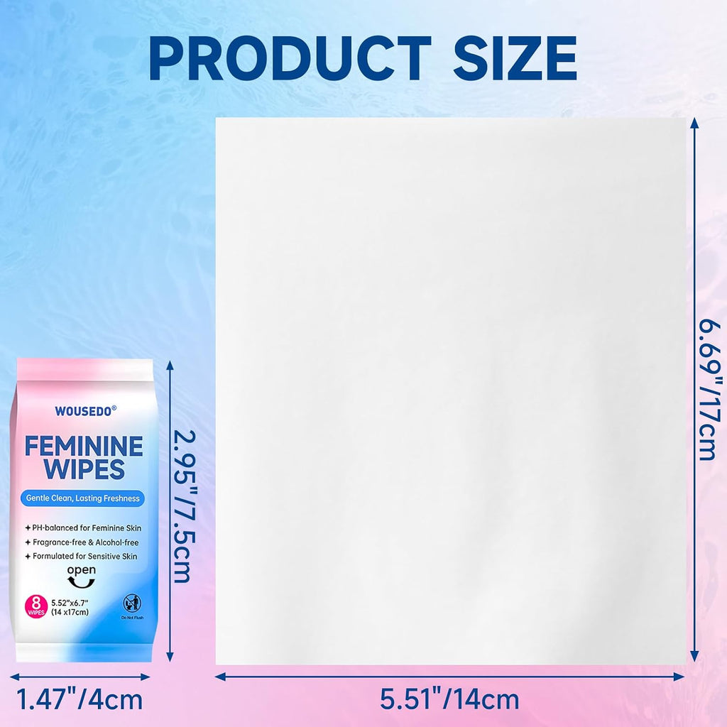 Feminine Wipes On-The-Go Travel Mini Packs – pH Balanced, Gentle & Refreshing, 64 Count