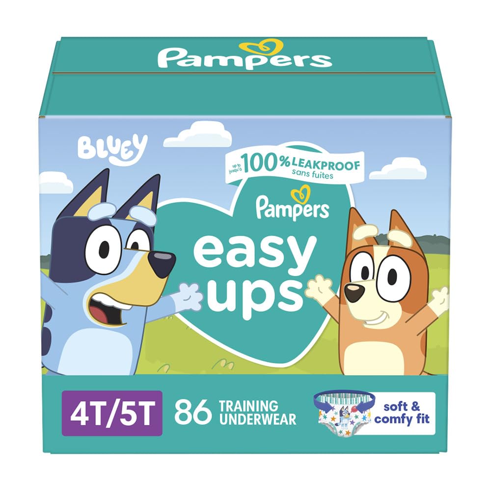 Easy Ups Girls & Boys Potty Training Pants, Size 4 (2T-3T), 140 Count, Bluey Absorbent Pull Up Training Underwear, Up to 100% Leakproof Day and Night, Hypoallergenic