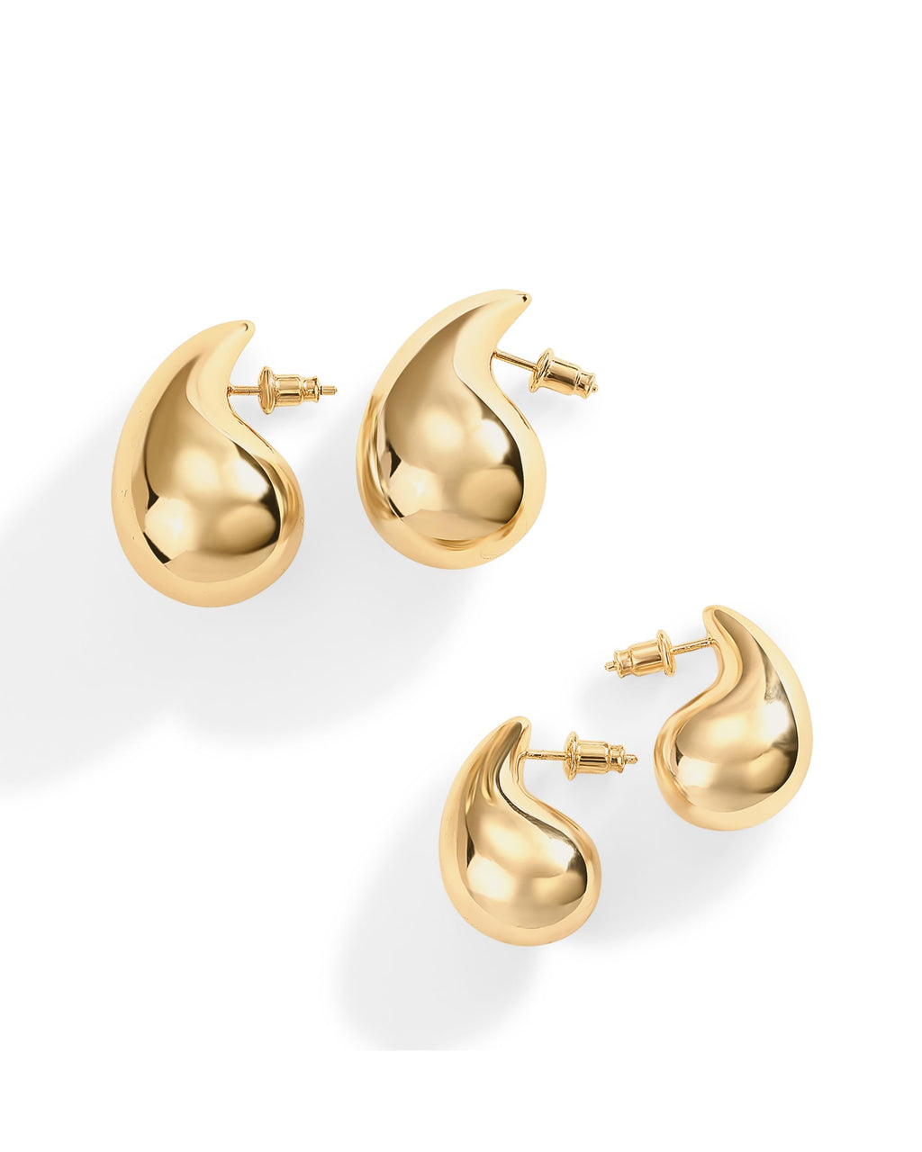 PAVOI 14K Gold Plated 925 Sterling Silver Post Teardrop Chunky Hoop Earrings - Lightweight Drop Earrings for Women - Designer Earring Trendy Jewelry