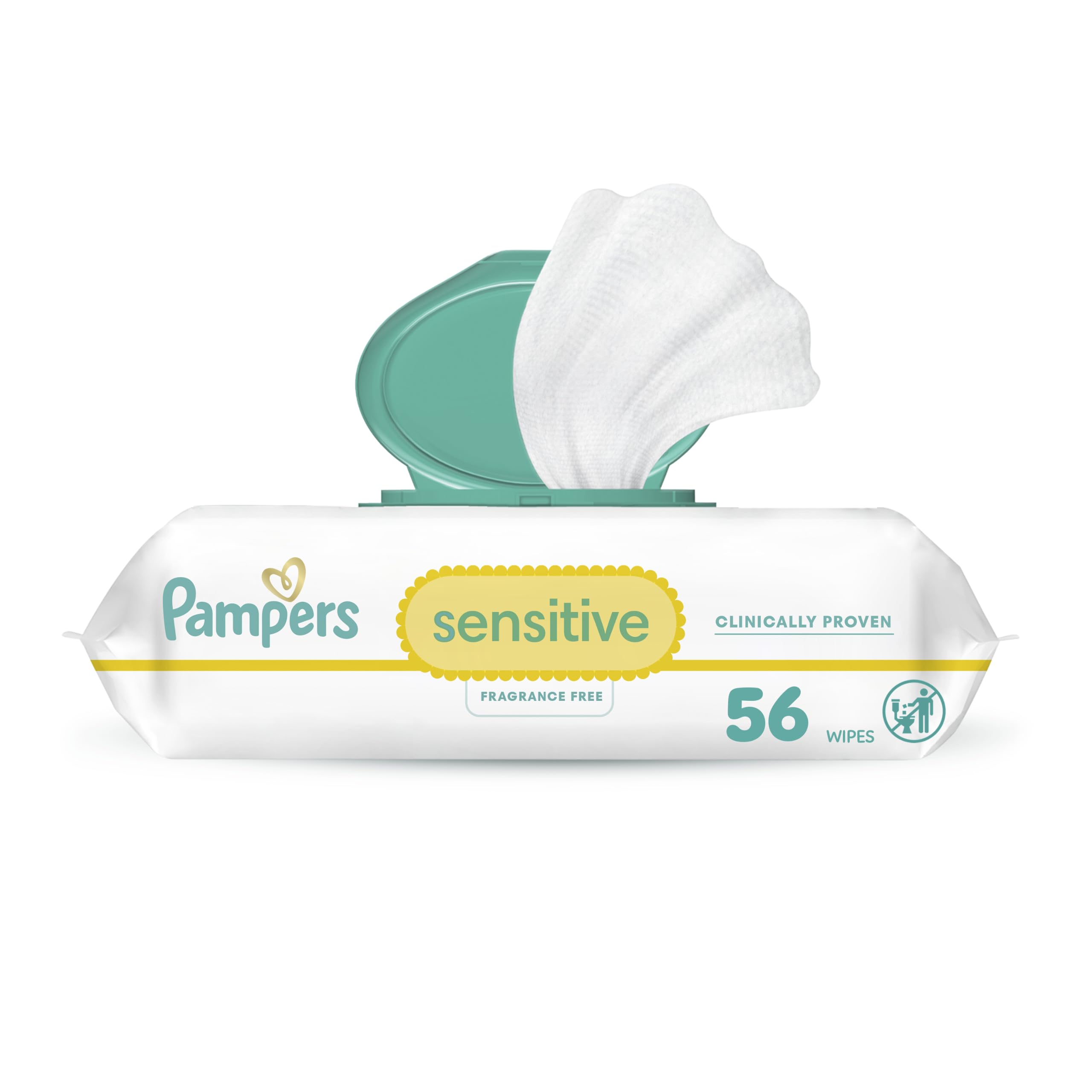 Pampers Sensitive Baby Wipes, Clinically Proven, Fragrance Free, Unscented, Water Based, Hypoallergenic, Multi-Use, Hand Wipes 504 Wipes Total (6X Flip-Top Packs) [Packaging May Vary]