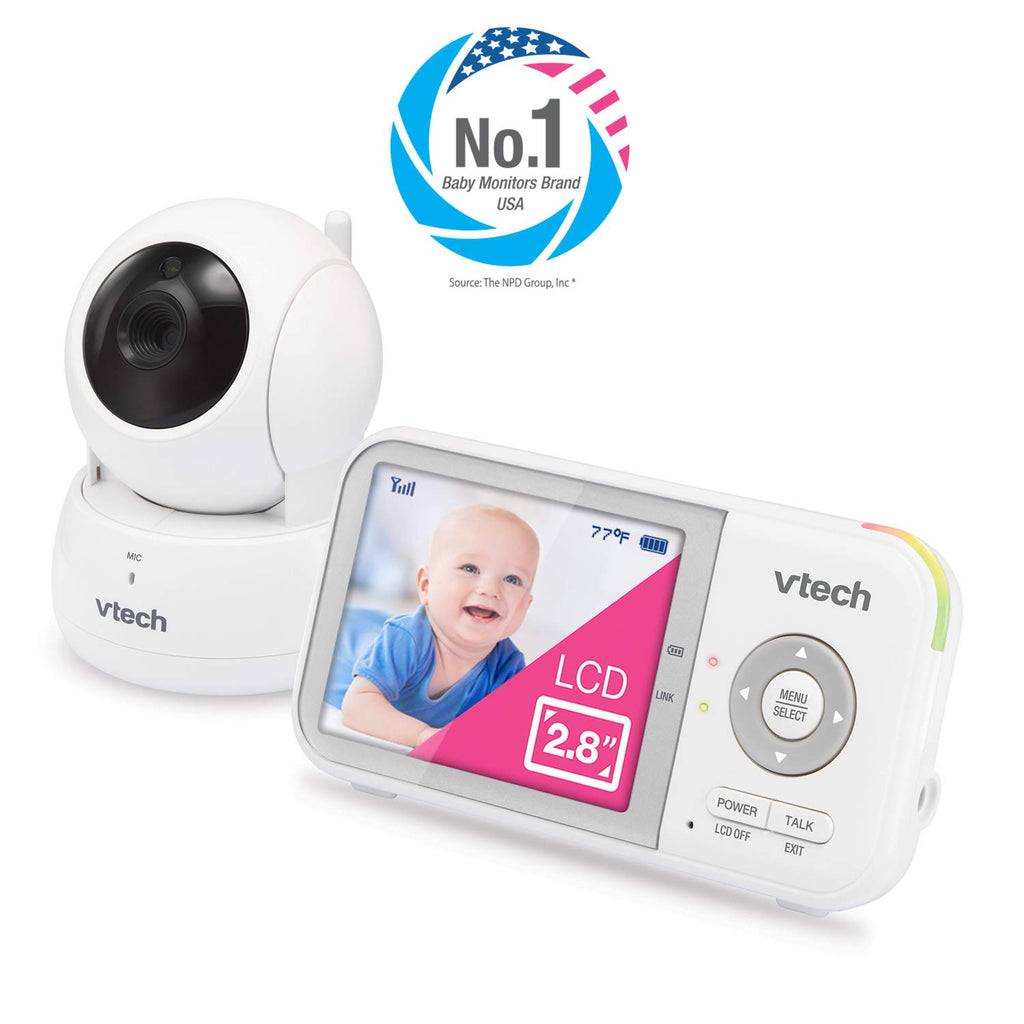 VTech Baby Monitor No WiFi – 19Hr Video Battery, 1000ft Range, Night Vision, Two-Way Talk, Temperature Sensor, Sound-Activated Screen, Lullabies | VM819
