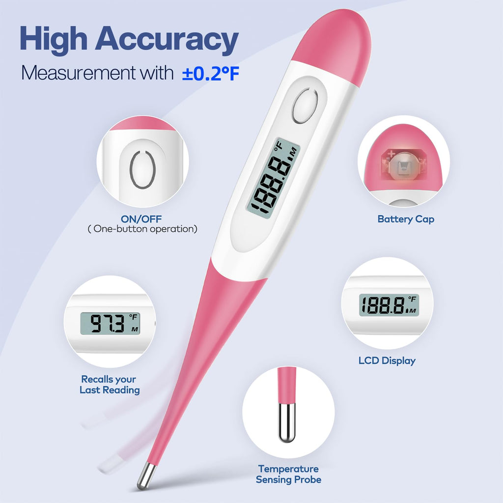 Boncare 10 Seconds Oral Thermometer for Adults and Kids, Light Blue