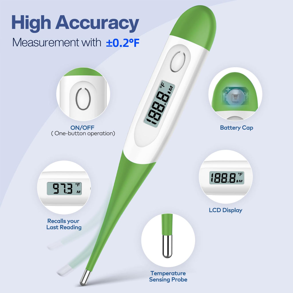 Boncare 10 Seconds Oral Thermometer for Adults and Kids, Light Blue