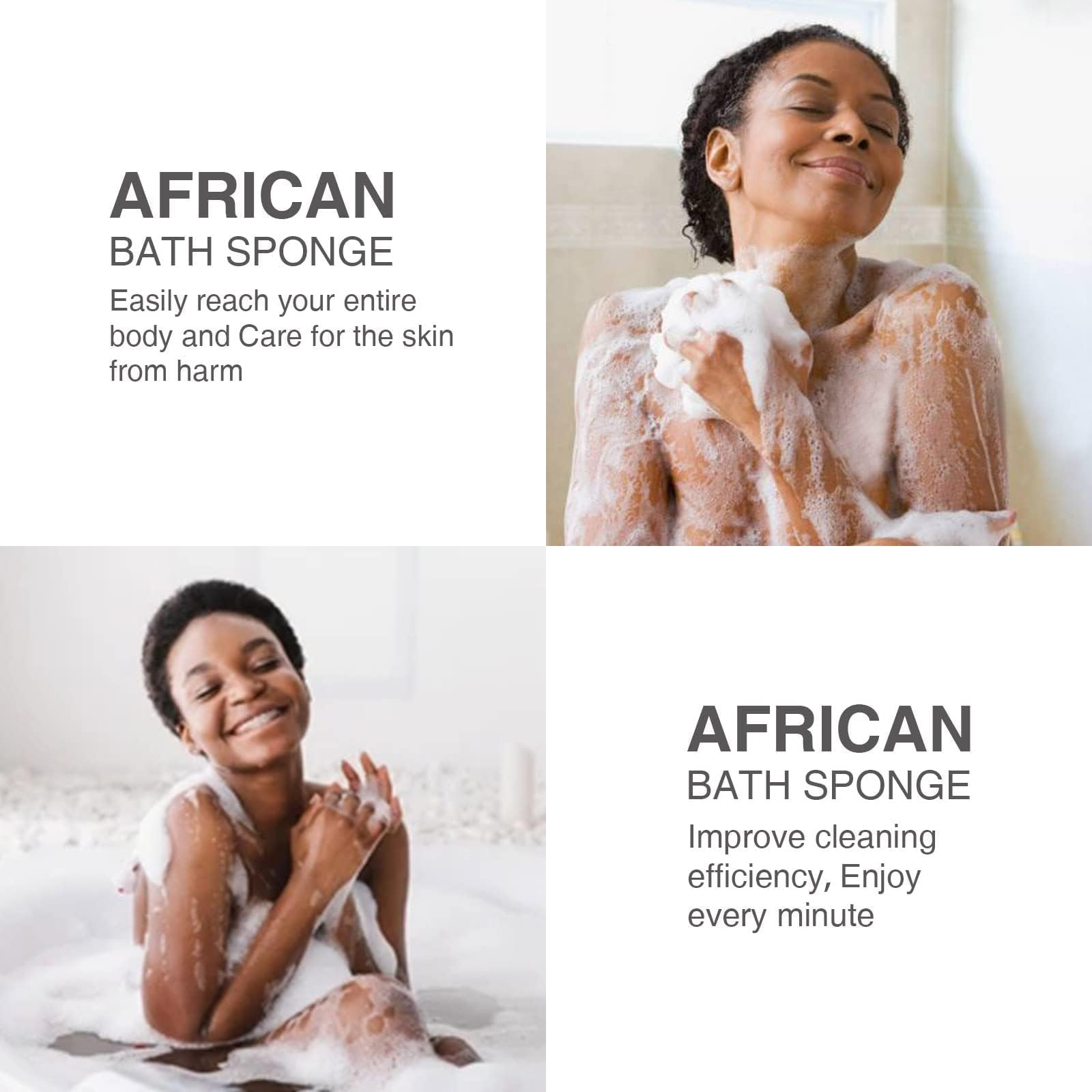 UJFQBH 3 Pack African Net Sponge, African Exfoliating Net Bath Sponge Long Net Bath Sponge Exfoliating Shower Body Scrubber Back Scrubber Skin Smoother,Great for Daily Use (Pink,Yellow,Purple)