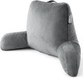 Reading Pillow with Adjustable Memory Foam,Adult Backrest with Arms, Back Pillow for Sitting in Bed with Washable Cover- Large, Gray