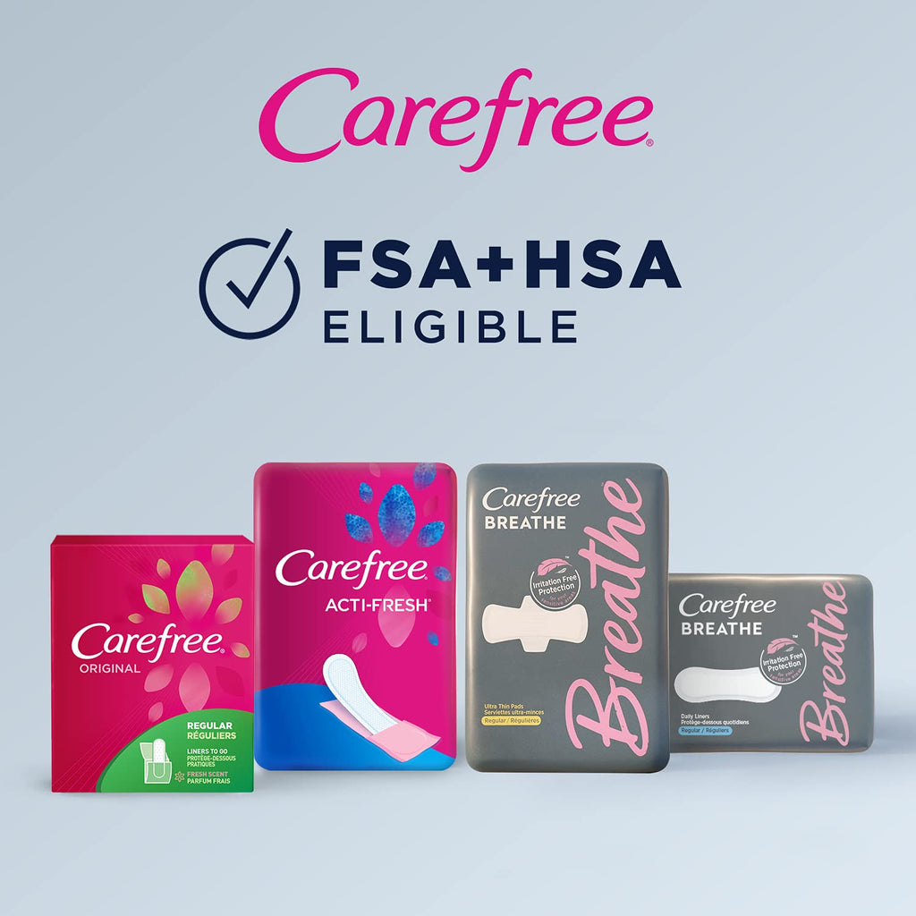 Carefree Panty Liners for Women, Regular, Wrapped, Unscented, 54 ct