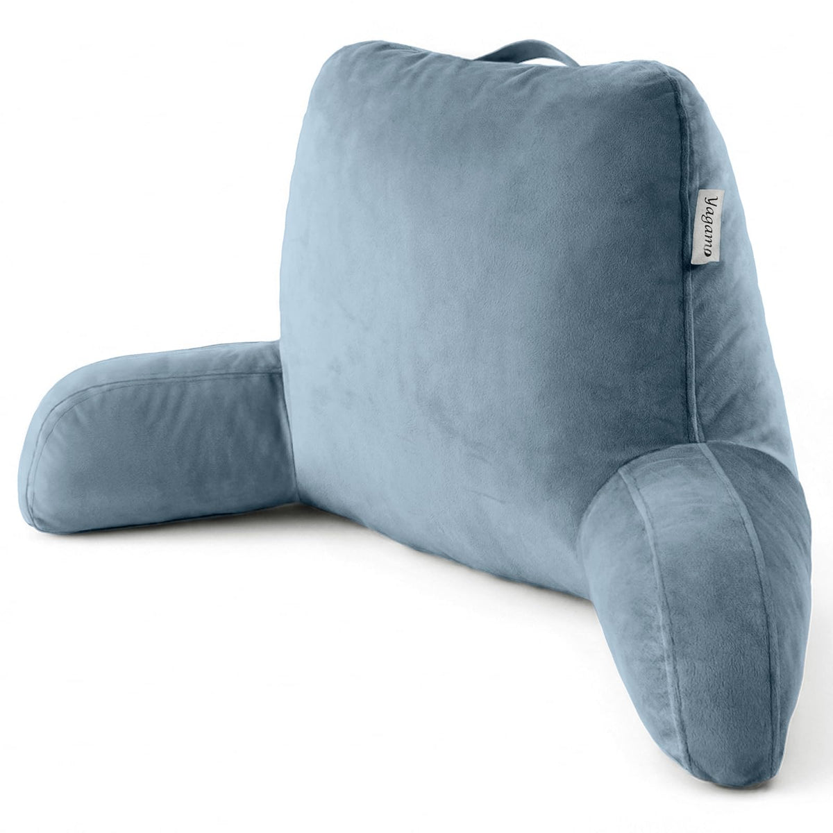 Reading Pillow with Adjustable Memory Foam,Adult Backrest with Arms, Back Pillow for Sitting in Bed with Washable Cover- Large, Gray