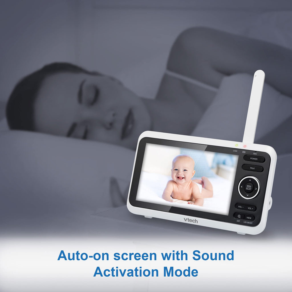 VTech Baby Monitor No WiFi – 19Hr Video Battery, 1000ft Range, Night Vision, Two-Way Talk, Temperature Sensor, Sound-Activated Screen, Lullabies | VM819