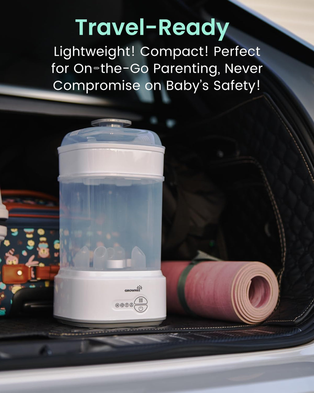 Grownsy Compact Baby Bottle Sterilizer and Dryer with Fast Sanitization