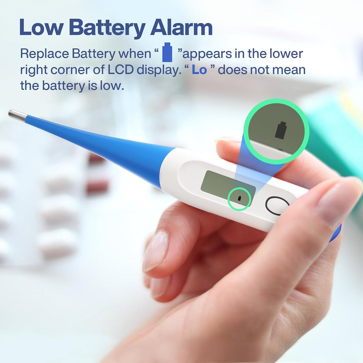 Boncare 10 Seconds Oral Thermometer for Adults and Kids, Light Blue