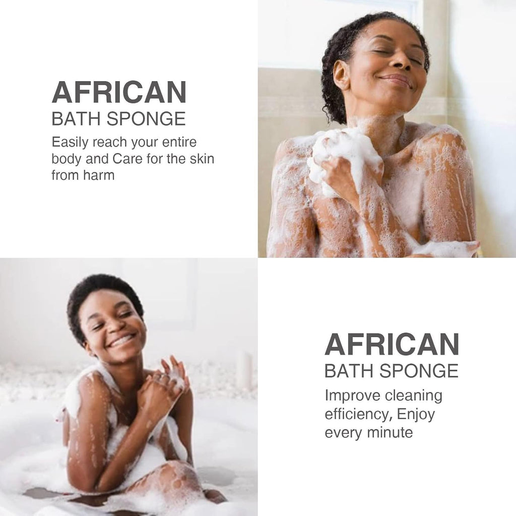 UJFQBH 3 Pack African Net Sponge, African Exfoliating Net Bath Sponge Long Net Bath Sponge Exfoliating Shower Body Scrubber Back Scrubber Skin Smoother,Great for Daily Use (Pink,Yellow,Purple)