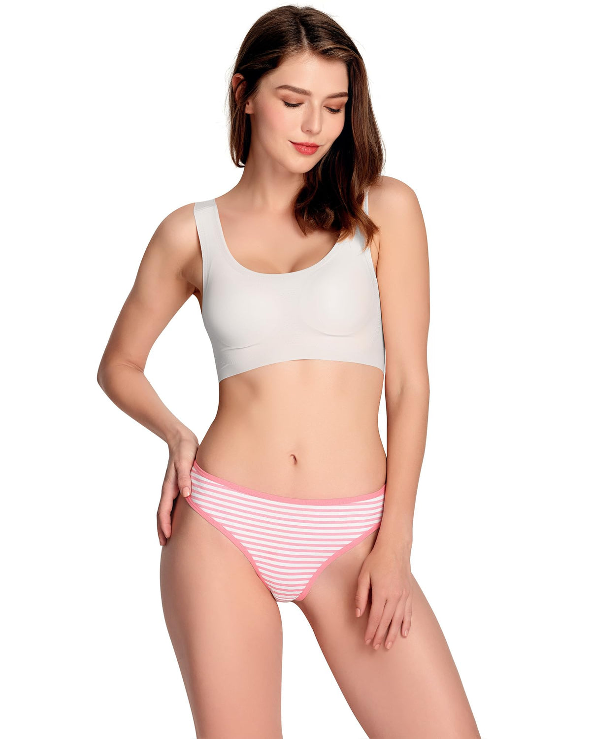 ANZERMIX Women's Breathable Cotton Thong Panties Pack of 6