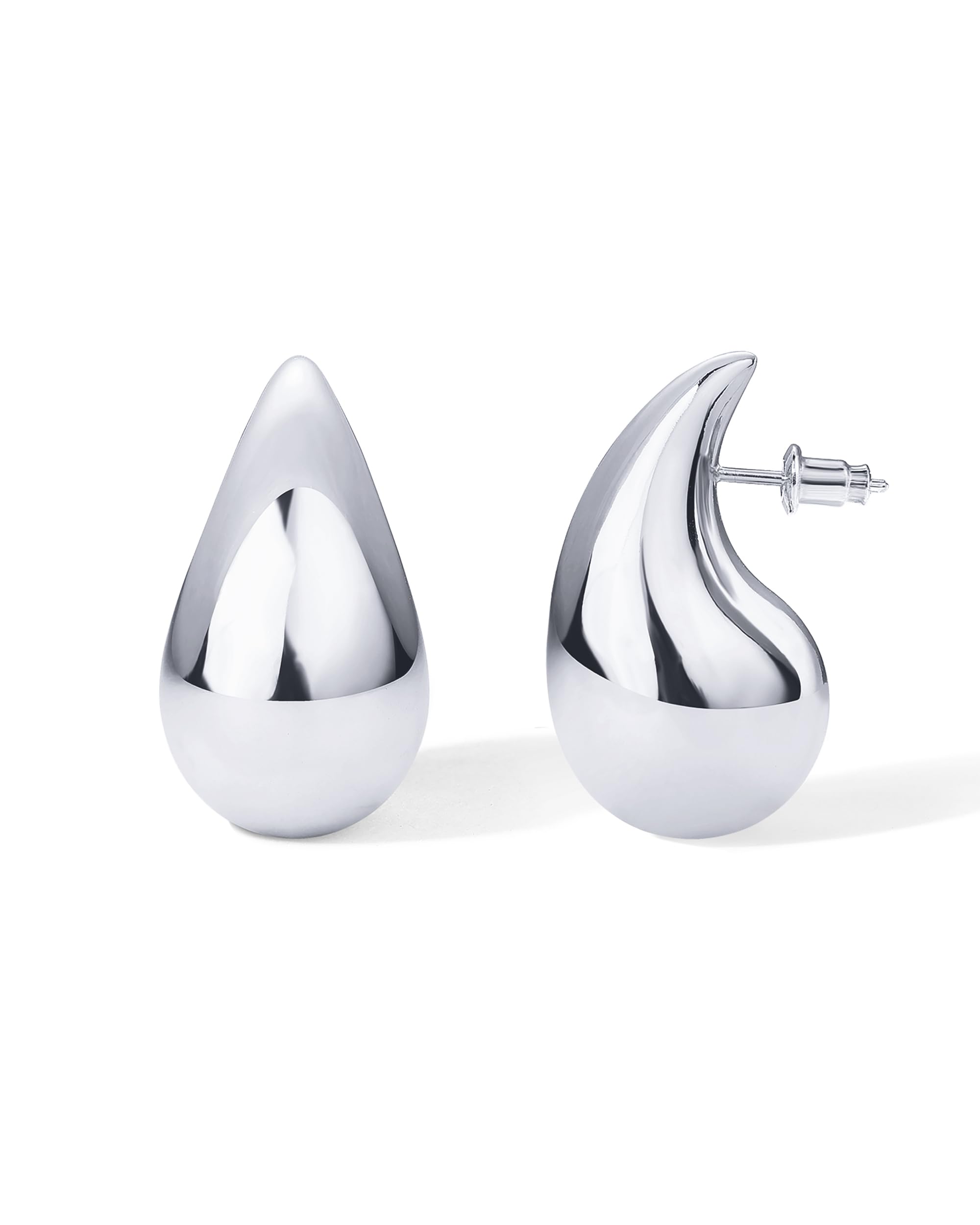 PAVOI 14K Gold Plated 925 Sterling Silver Post Teardrop Chunky Hoop Earrings - Lightweight Drop Earrings for Women - Designer Earring Trendy Jewelry