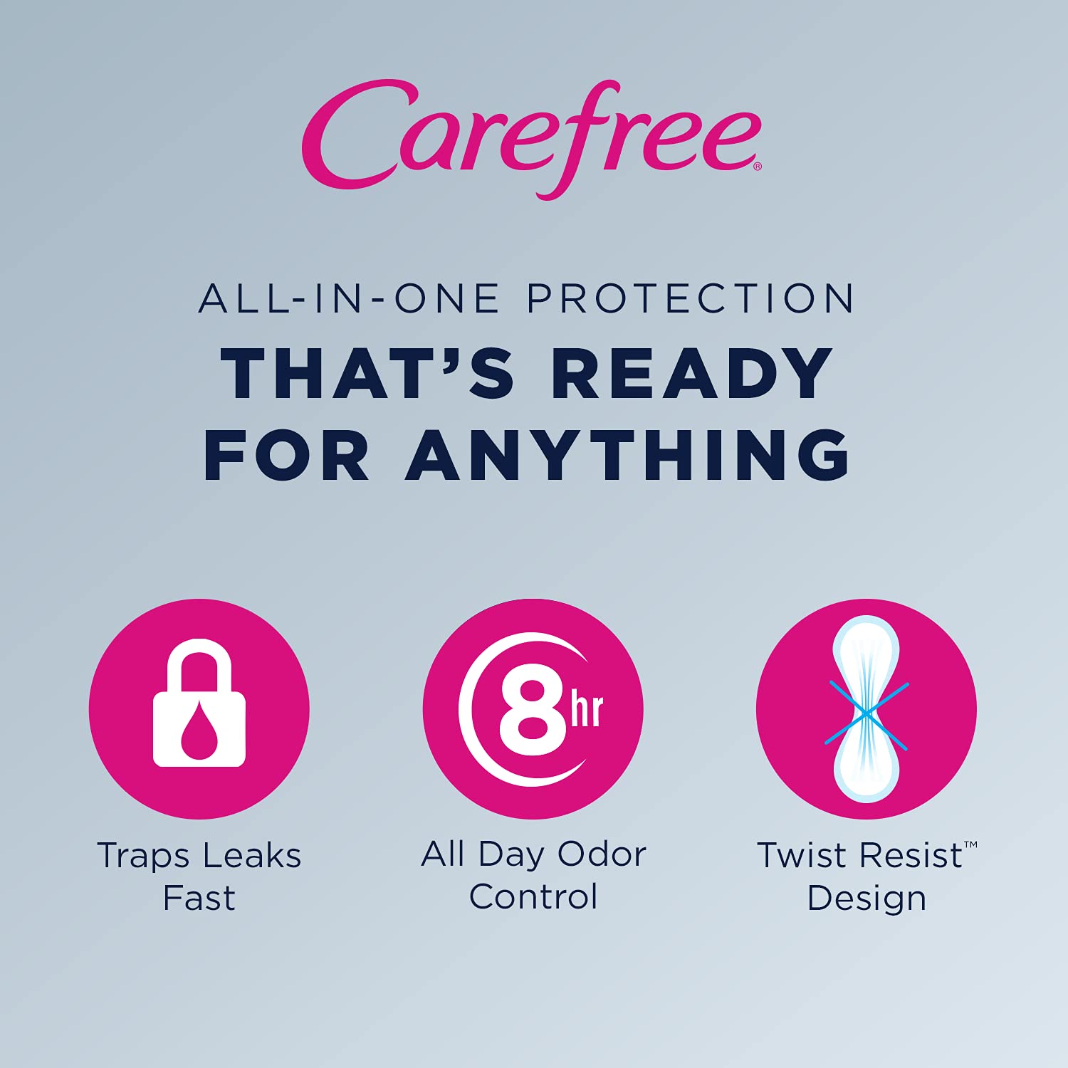 Carefree Panty Liners for Women, Regular, Wrapped, Unscented, 54 ct