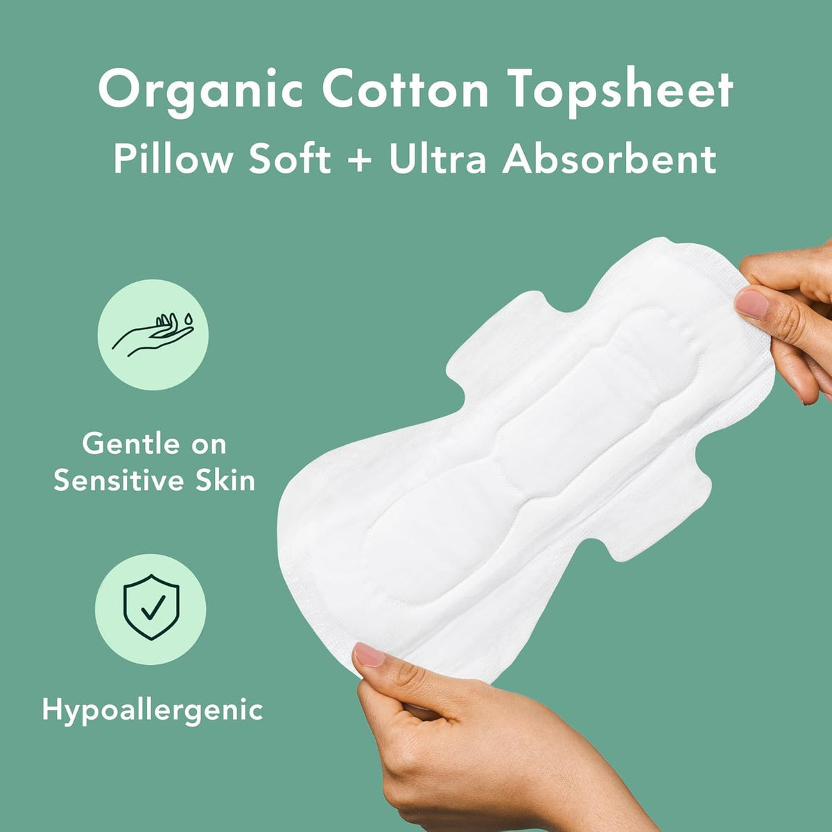 Rael Organic Cotton Cover Sanitary Pads for Women Moderate (Regular, 56 Ct)