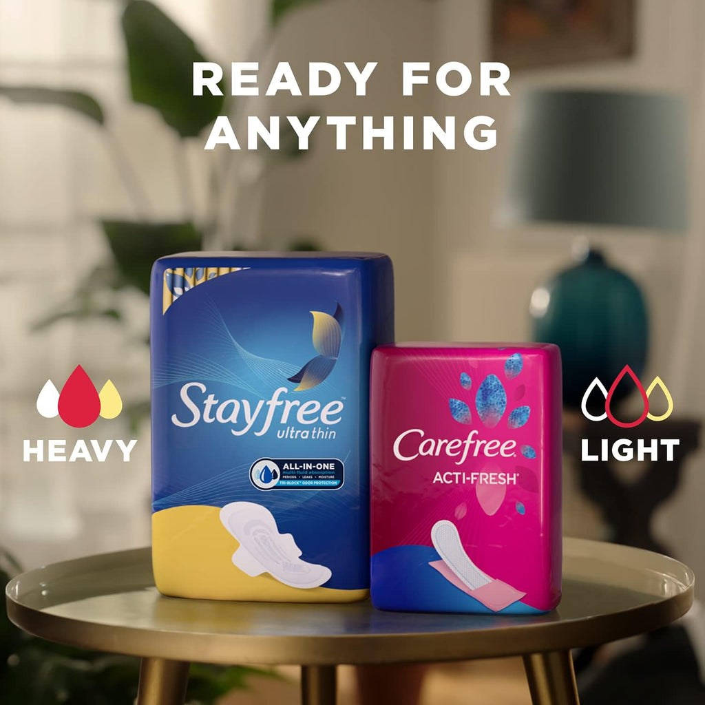 Carefree Panty Liners for Women – Regular, Unscented, Individually Wrapped, 54 Count