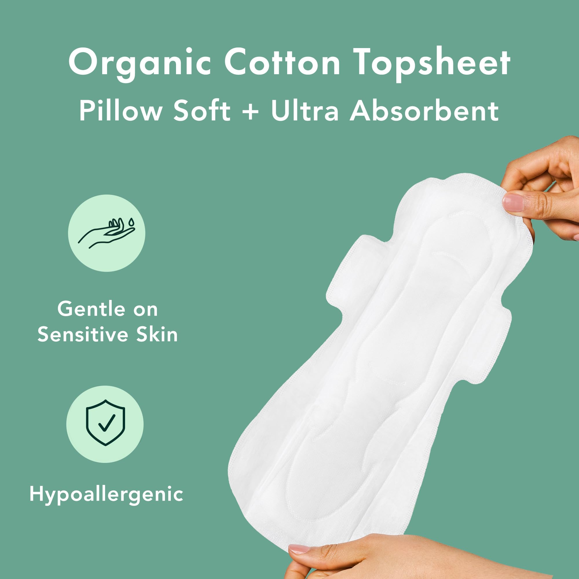 Rael Organic Cotton Cover Sanitary Pads for Women Moderate (Regular, 56 Ct)