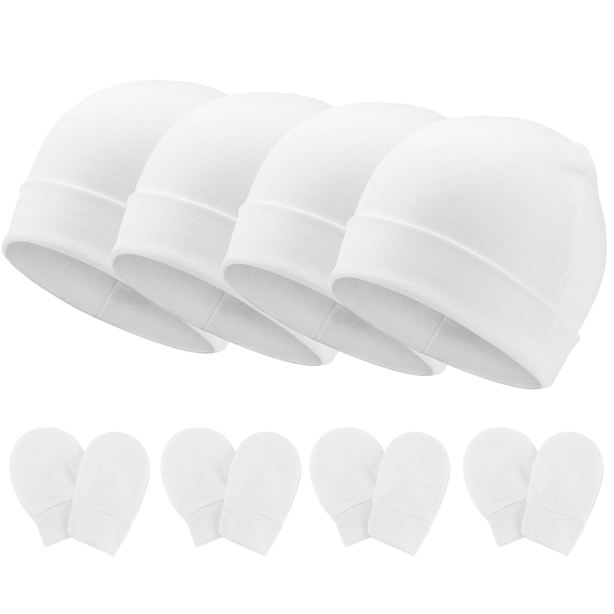 BQUBO Baby Hats and Mittens Infant Cotton Beanie Gloves No Scratch Set Newborn Hospital Hat for Boys Girls