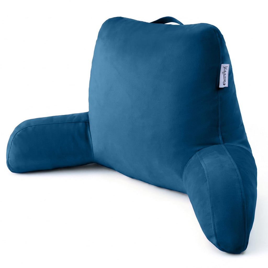 Reading Pillow with Adjustable Memory Foam,Adult Backrest with Arms, Back Pillow for Sitting in Bed with Washable Cover- Large, Gray