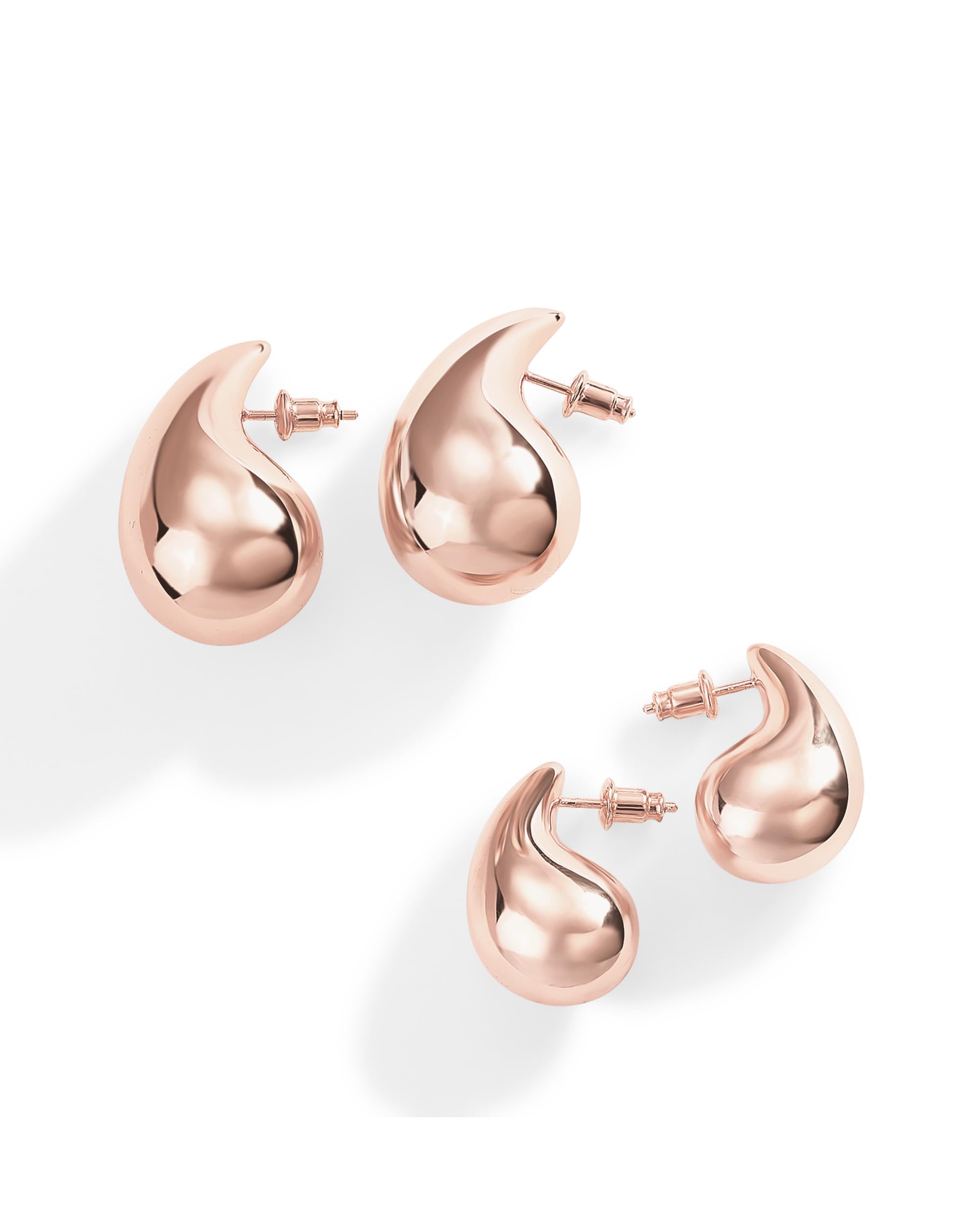 PAVOI 14K Gold Plated 925 Sterling Silver Post Teardrop Chunky Hoop Earrings - Lightweight Drop Earrings for Women - Designer Earring Trendy Jewelry