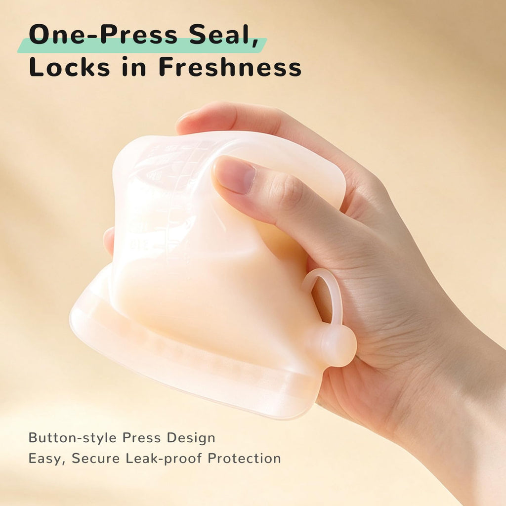 COMI Silicone Breast Milk Storage Bags Reusable, 9oz, BPA Free, 4Green
