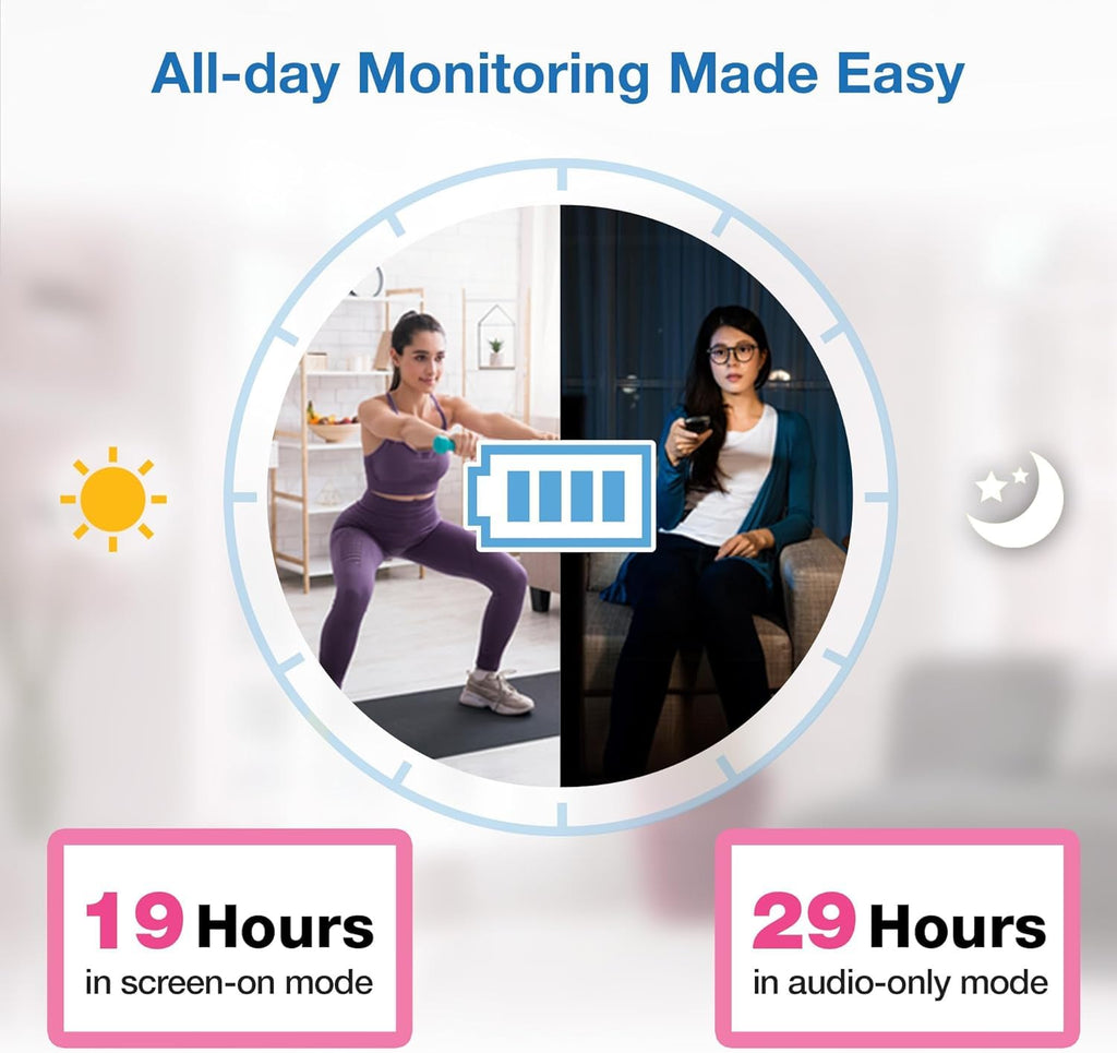 VTech Baby Monitor No WiFi – 19Hr Video Battery, 1000ft Range, Night Vision, Two-Way Talk, Temperature Sensor, Sound-Activated Screen, Lullabies | VM819