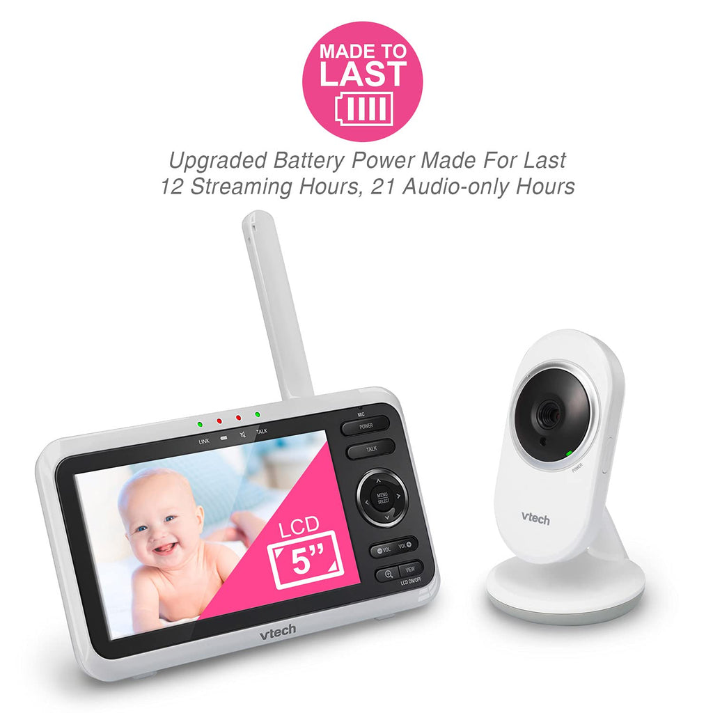 VTech Baby Monitor No WiFi – 19Hr Video Battery, 1000ft Range, Night Vision, Two-Way Talk, Temperature Sensor, Sound-Activated Screen, Lullabies | VM819