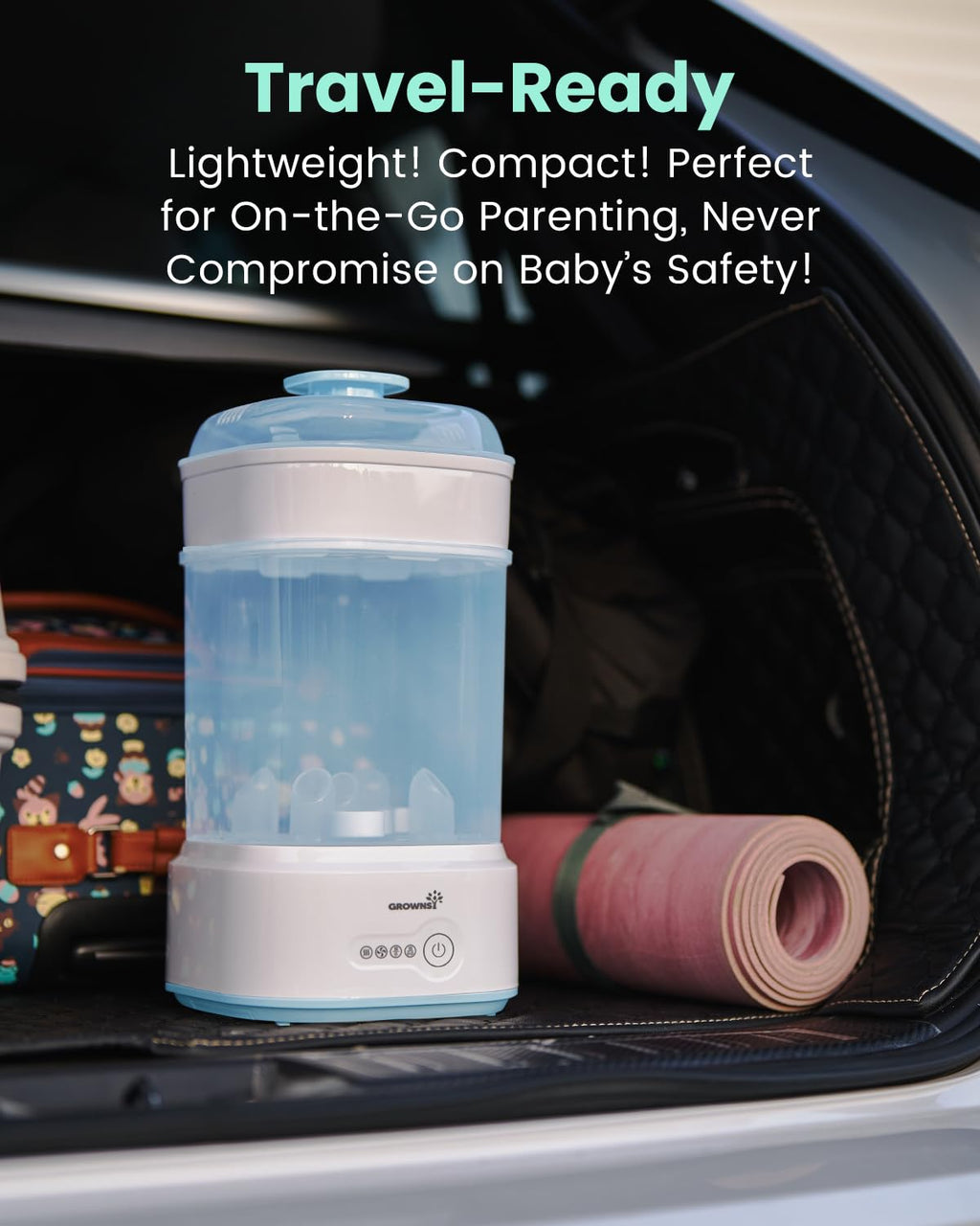 Grownsy Compact Baby Bottle Sterilizer and Dryer with Fast Sanitization