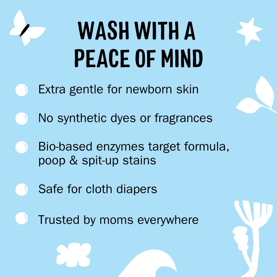 Molly's Suds Baby Liquid Laundry Detergent | Removes Formula, Poop & Spit-Up Stains | Extra Gentle for Infants, Babies, Toddlers (Fragrance Free, 100 Loads)