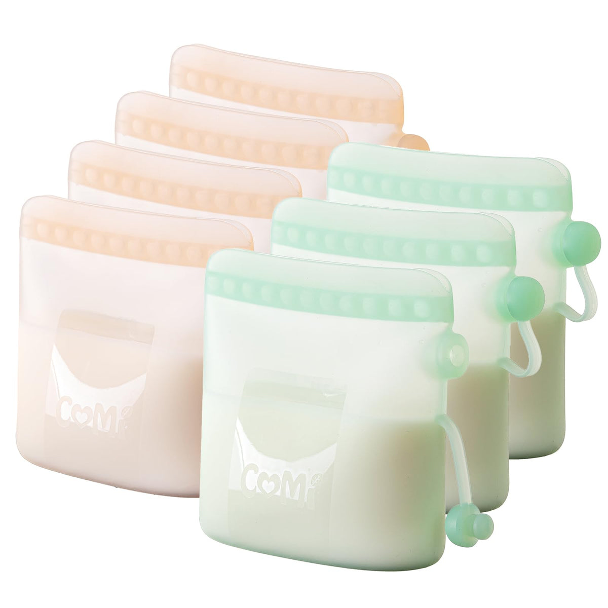 COMI Silicone Breast Milk Storage Bags Reusable, 9oz, BPA Free, 4Green