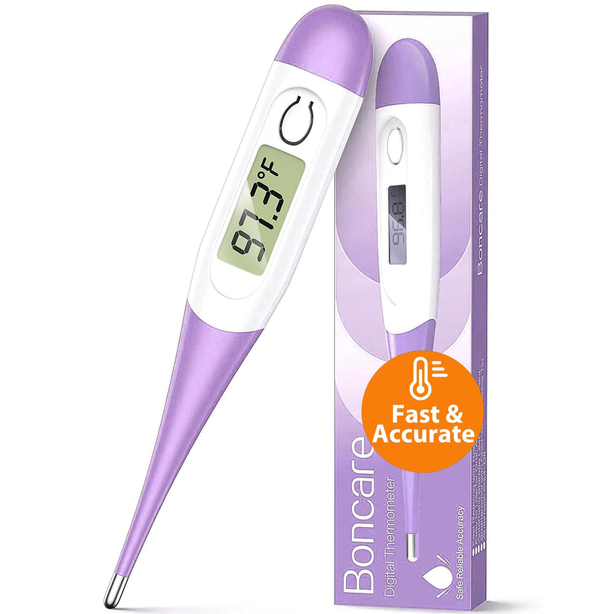 Boncare 10 Seconds Oral Thermometer for Adults and Kids, Light Blue