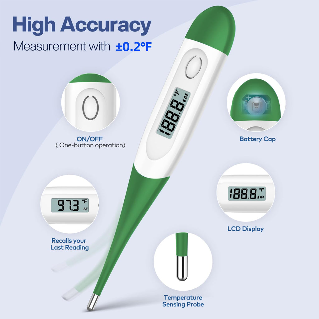 Boncare 10 Seconds Oral Thermometer for Adults and Kids, Light Blue