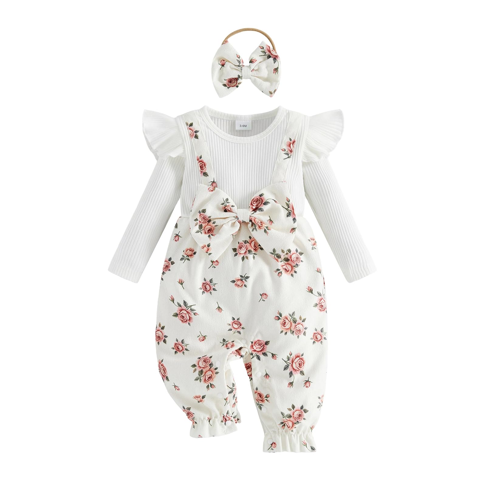 YINGISFITM Newborn Baby Girl Clothes Floral Romper Fack Two Piece Jumpsuit