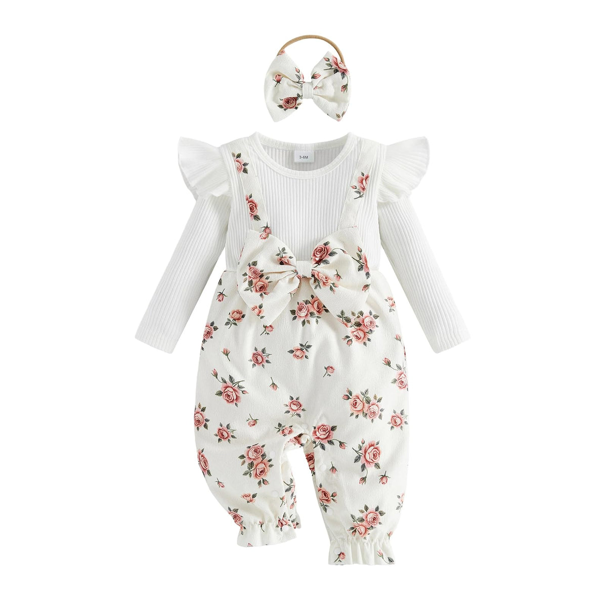 YINGISFITM Newborn Baby Girl Clothes Floral Romper Fack Two Piece Jumpsuit