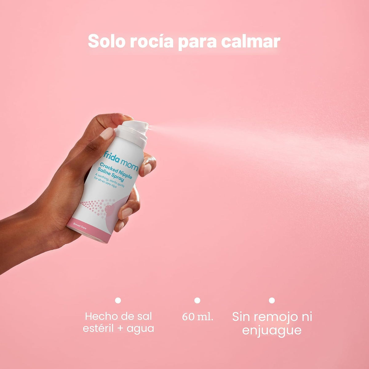 Frida Mom Saline Spray for Cracked Nipples, Spray to Heal Sore, 2 fl oz