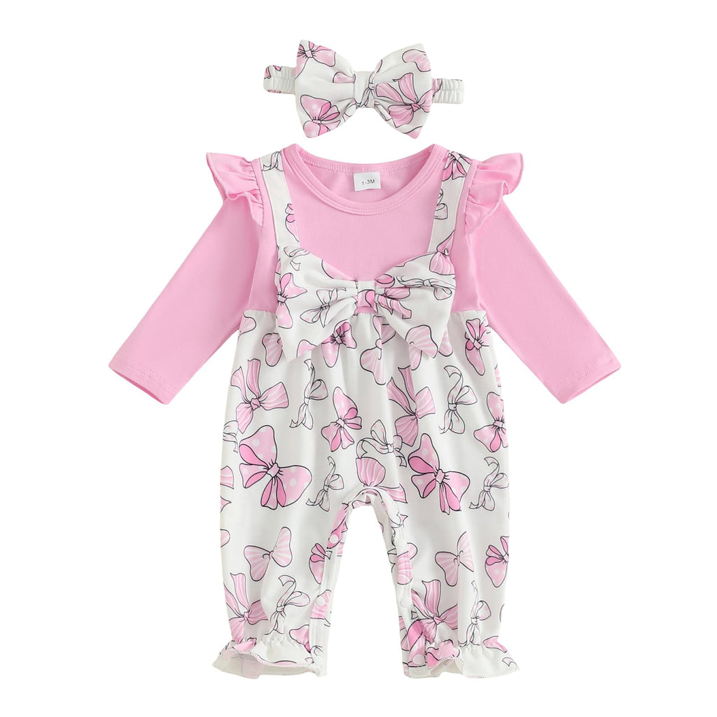 YINGISFITM Newborn Baby Girl Clothes Floral Romper Fack Two Piece Jumpsuit