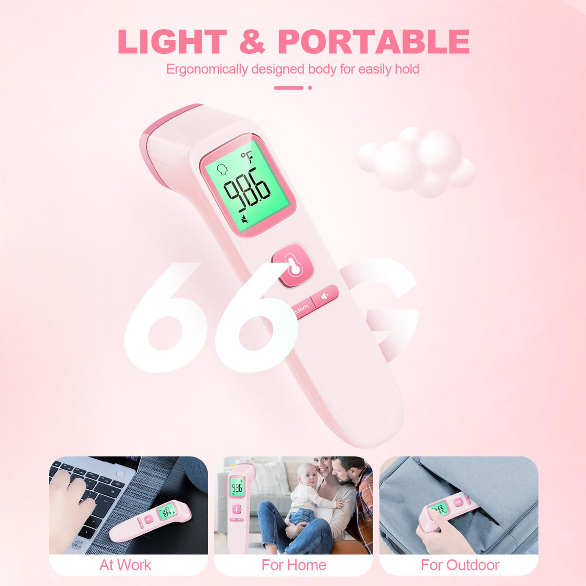 No-Touch Thermometer for Adults, Kids, Babies, 1-Sec Fast Accurate (Black)