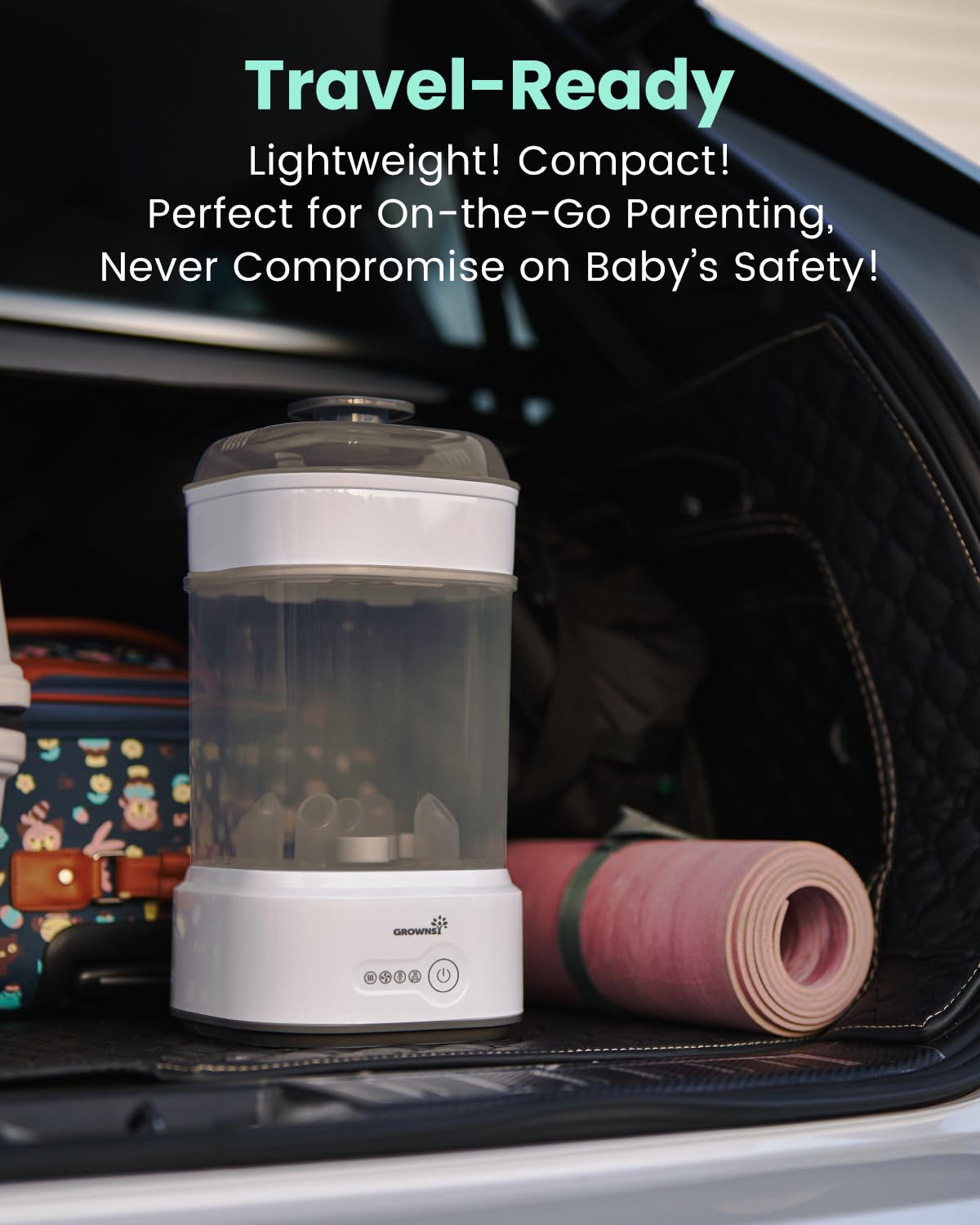 Grownsy Compact Baby Bottle Sterilizer and Dryer with Fast Sanitization