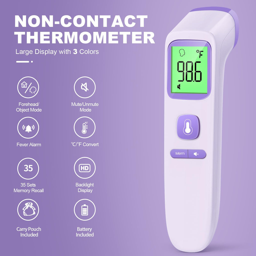 No-Touch Thermometer for Adults, Kids, Babies, 1-Sec Fast Accurate (Black)