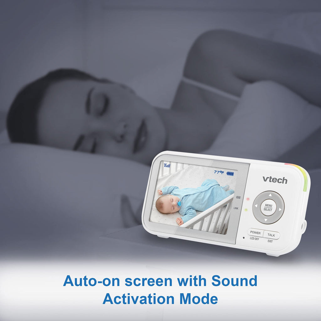VTech Baby Monitor No WiFi – 19Hr Video Battery, 1000ft Range, Night Vision, Two-Way Talk, Temperature Sensor, Sound-Activated Screen, Lullabies | VM819