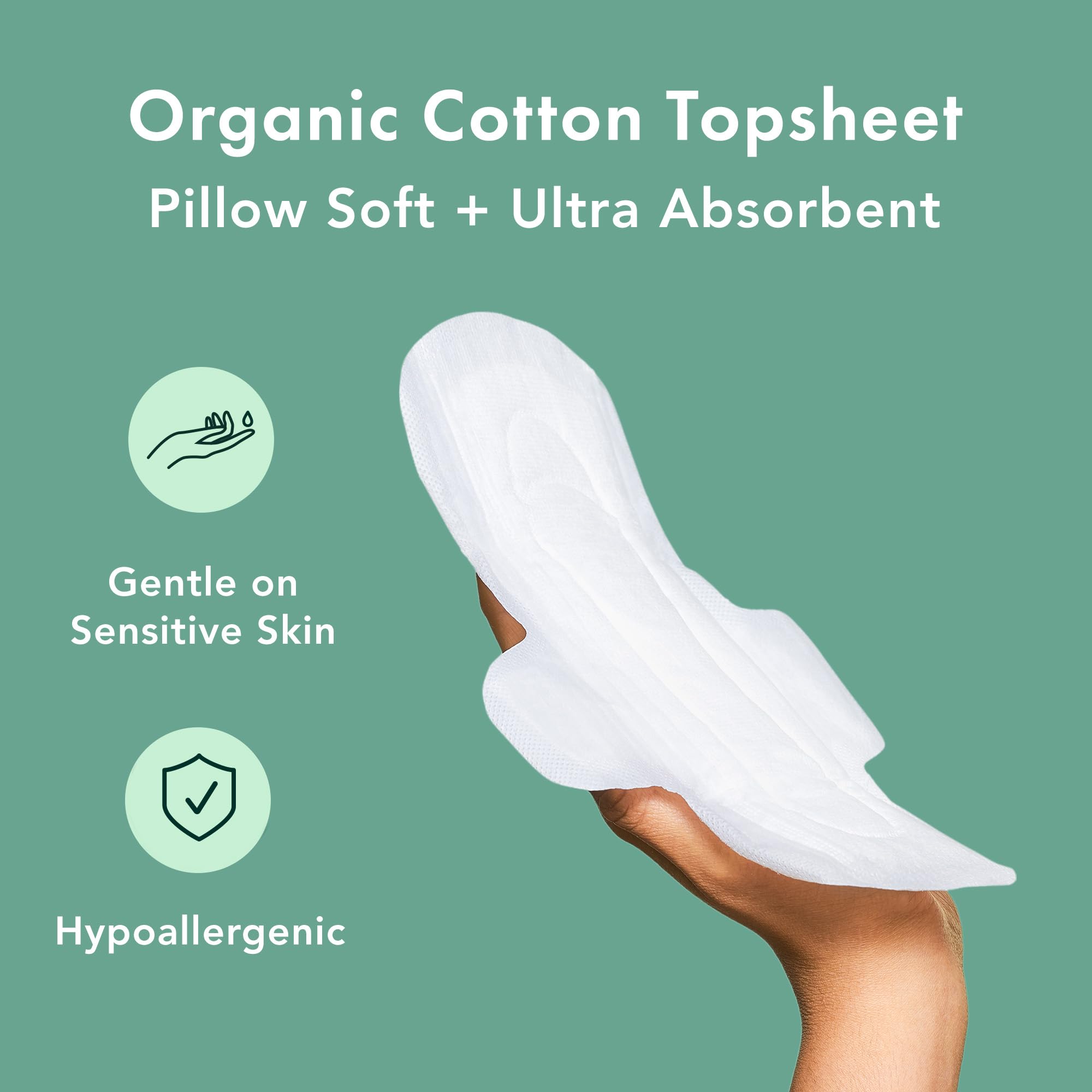 Rael Organic Cotton Cover Sanitary Pads for Women Moderate (Regular, 56 Ct)