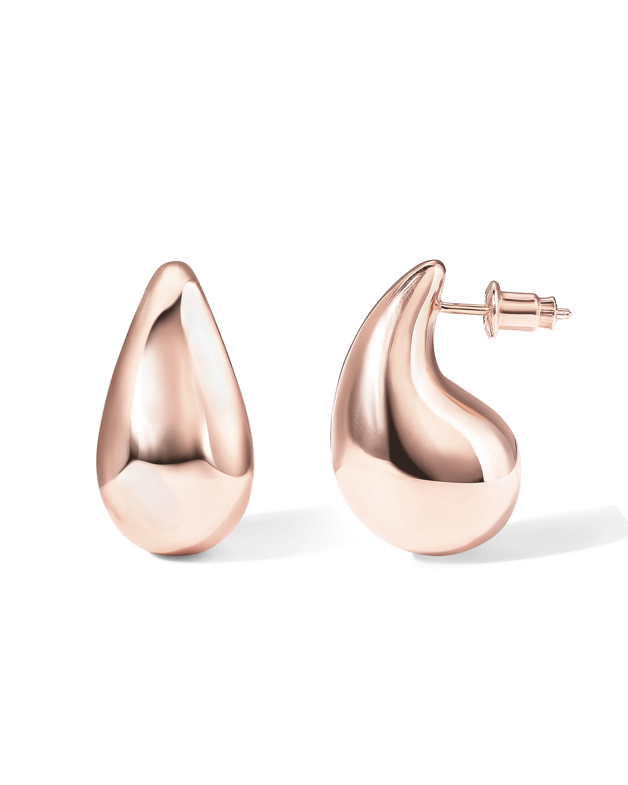 PAVOI 14K Gold Plated 925 Sterling Silver Post Teardrop Chunky Hoop Earrings - Lightweight Drop Earrings for Women - Designer Earring Trendy Jewelry