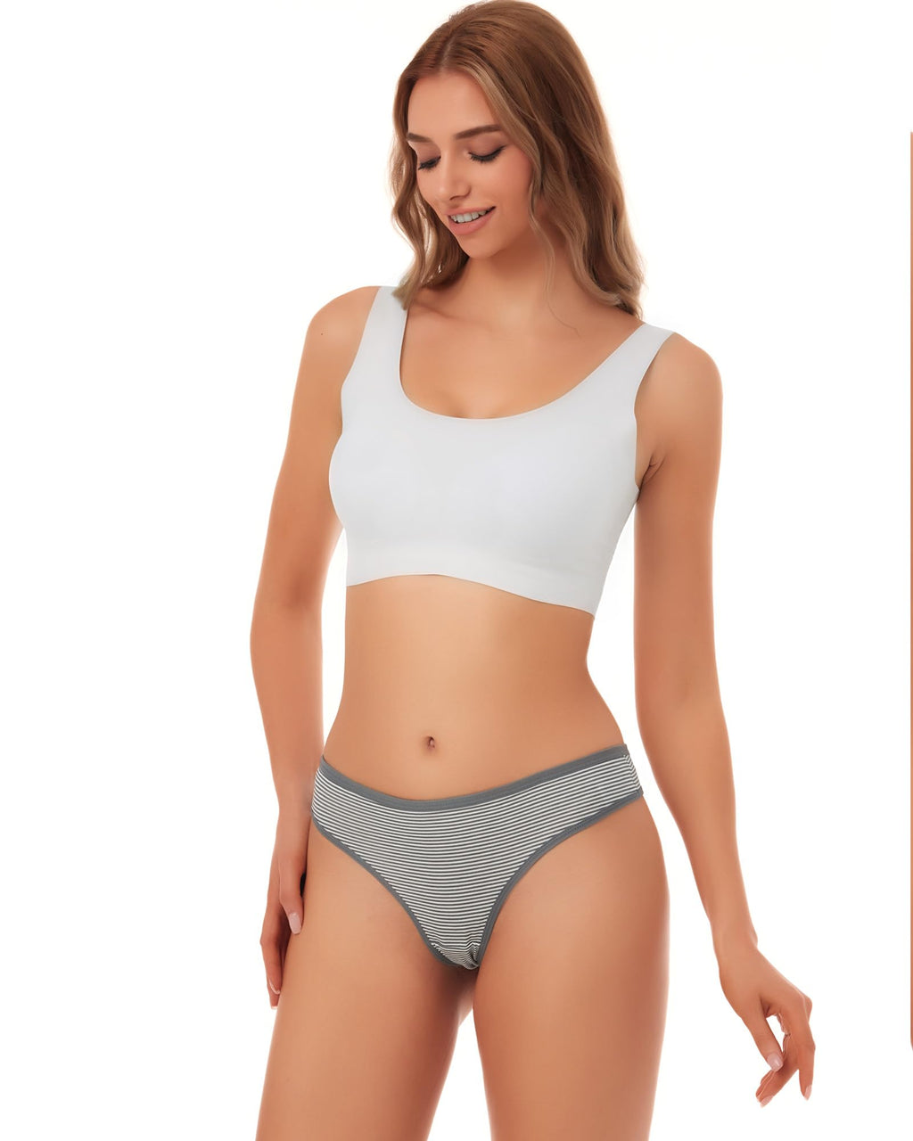 ANZERMIX Women's Breathable Cotton Thong Panties Pack of 6