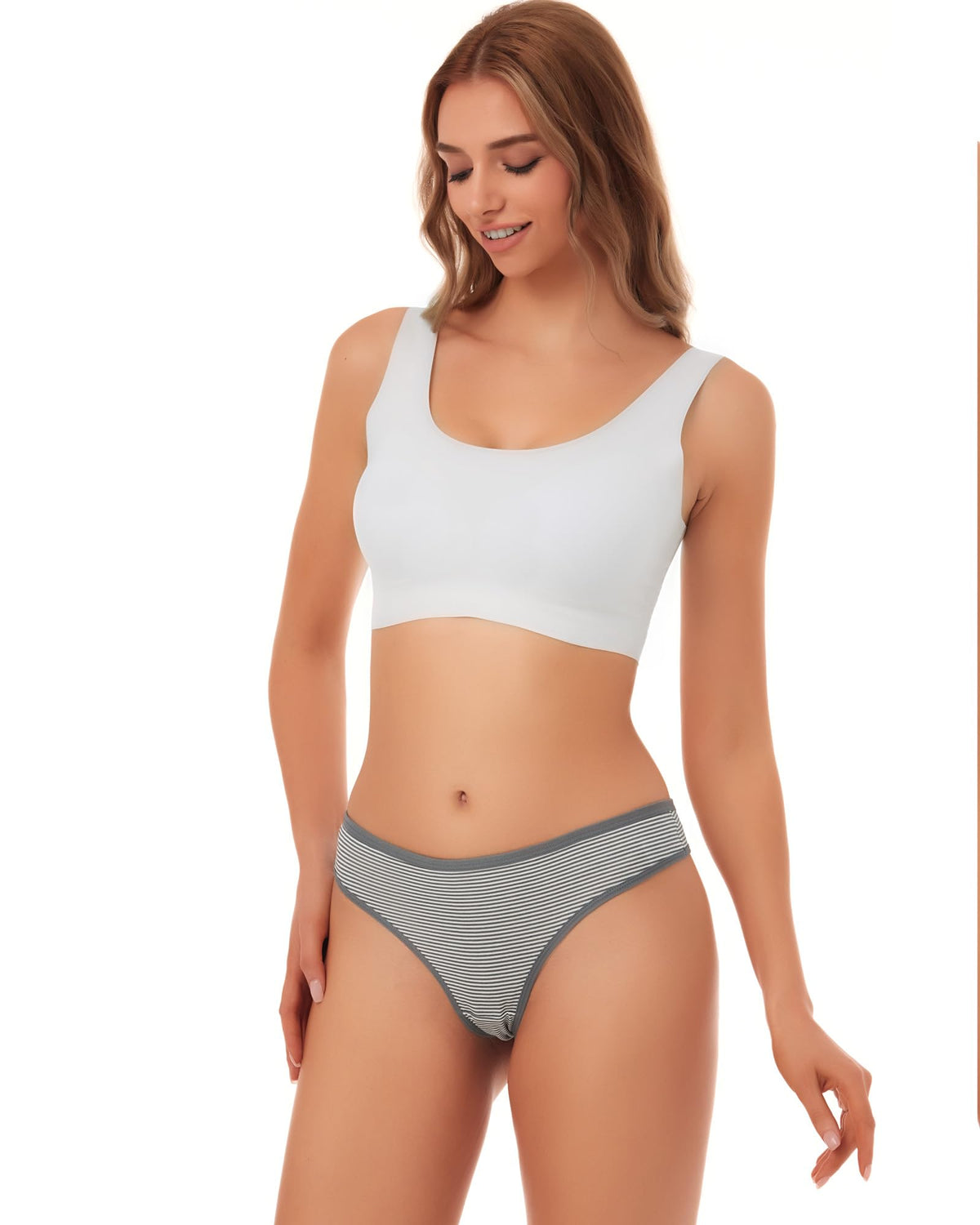 ANZERMIX Women's Breathable Cotton Thong Panties Pack of 6