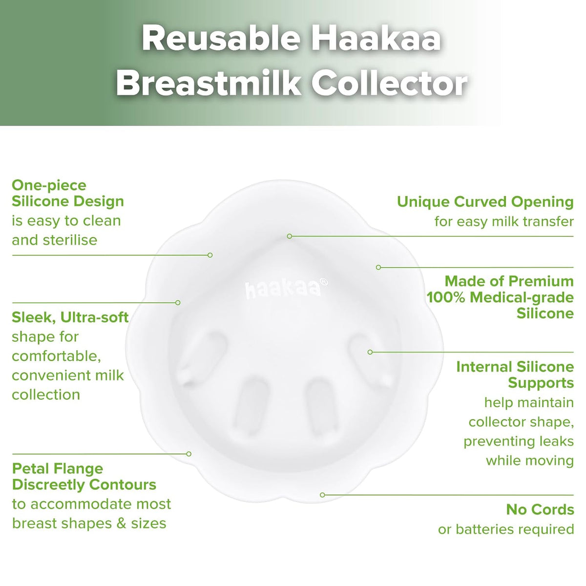 haakaa Petal Soft Silicone Milk Collector for Breastfeeding - 2PCS