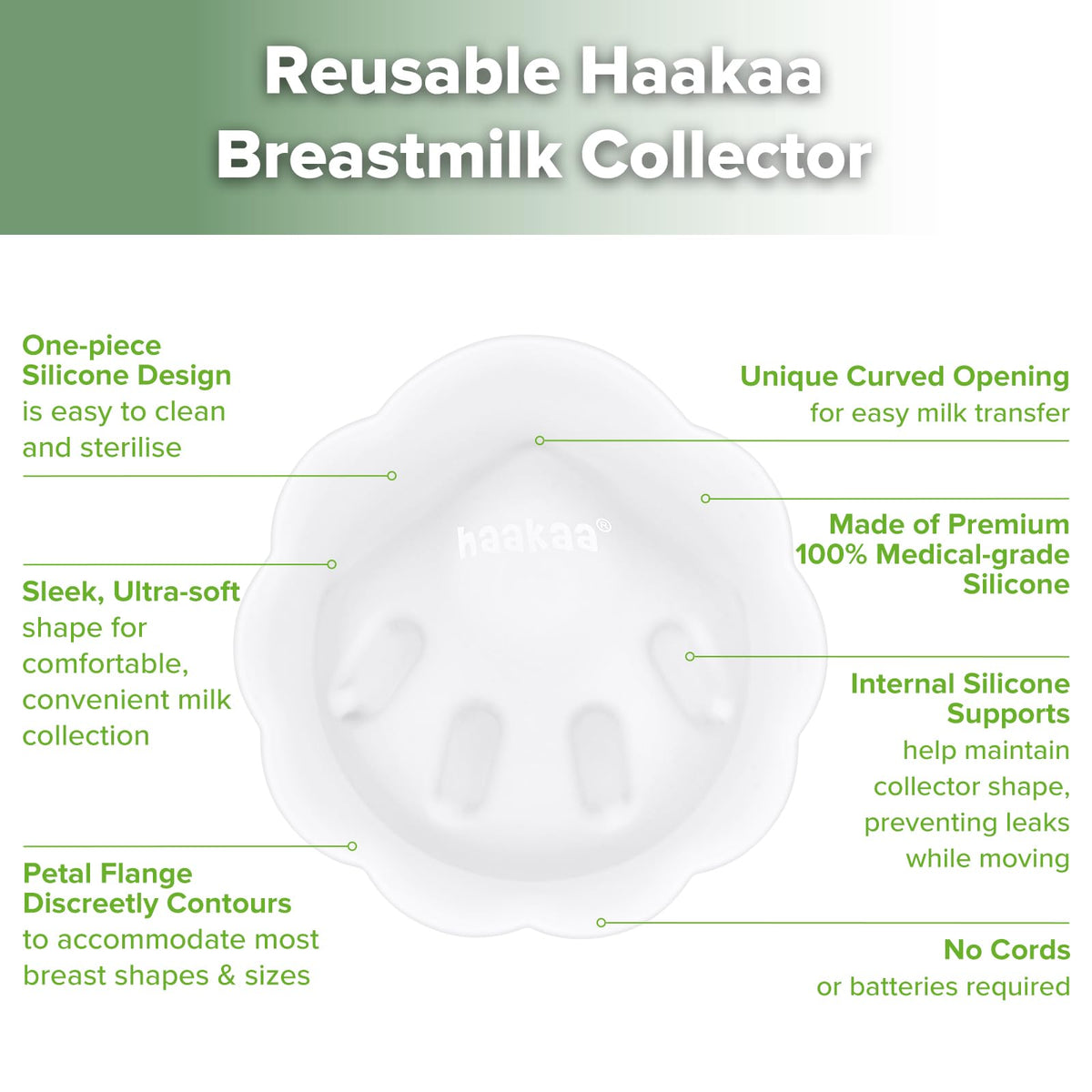 haakaa Petal Soft Silicone Milk Collector for Breastfeeding - 2PCS